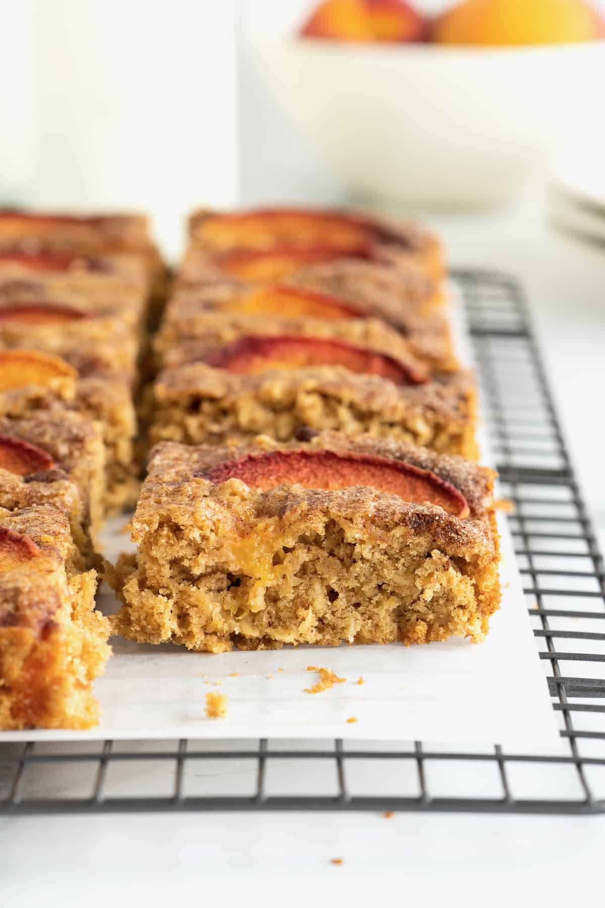 Baking Better Peach Oatmeal Bars: Yellow Peaches & No-Peel Tips